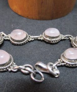 Bracelet mixte en argent quartz rose