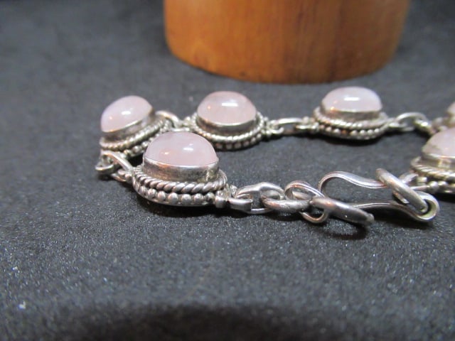 Bracelet mixte en argent quartz rose – Image 2