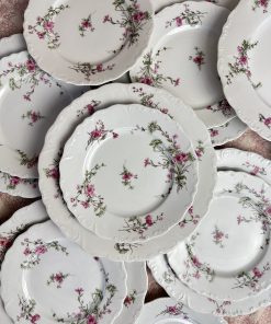 Ensemble 22 assiettes fleuries estampillées Limoges France