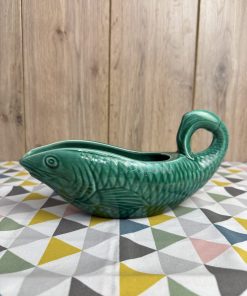 Saucière Sarreguemines poisson vert en céramique