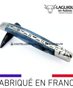 Couteau Laguiole manche Loupe de Peuplier Bleue