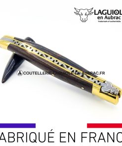 Couteau Laguiole manche en Wenge et mitres laiton
