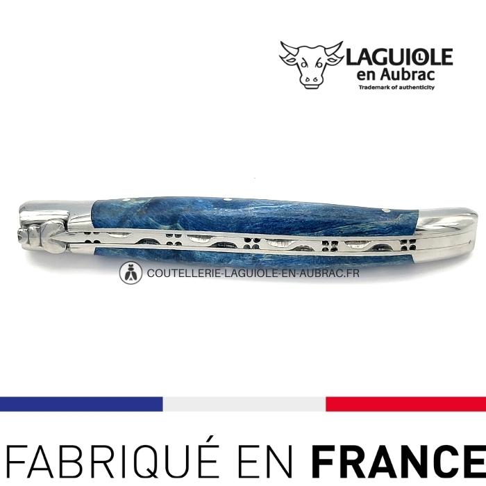 Couteau Laguiole manche Loupe de Peuplier Bleue – Image 6