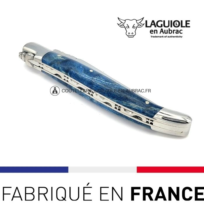 Couteau Laguiole manche Loupe de Peuplier Bleue – Image 5