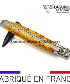 Couteau Laguiole Papillon – Manche en Bouleau Jaune