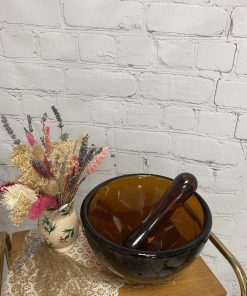 Ancien mortier verre bullé vintage ambre style BIOT